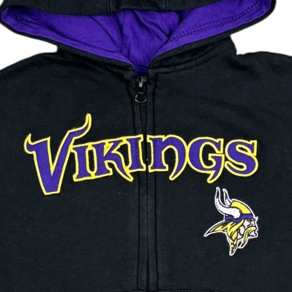 NFL MN Vikings Hooded Zip Sweatshirt 5/6 Black - Picture 6 of 9